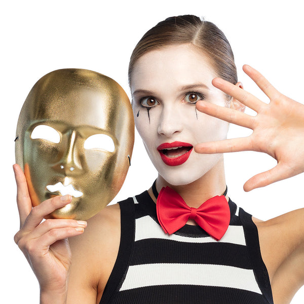 Gesichtsmaske Mime - Verschiedene Farben | Weiß, Schwarz, Silber oder Gold