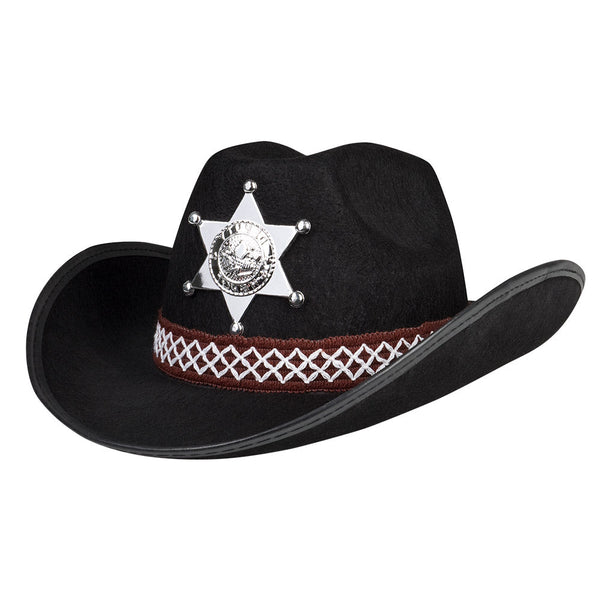 Kinder Sheriffhut | Schwarz, Braun oder Weiß