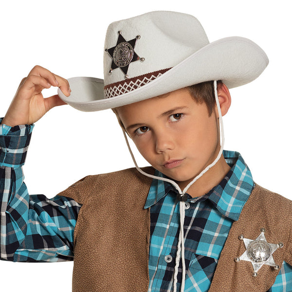 Kinder Sheriffhut | Schwarz, Braun oder Weiß