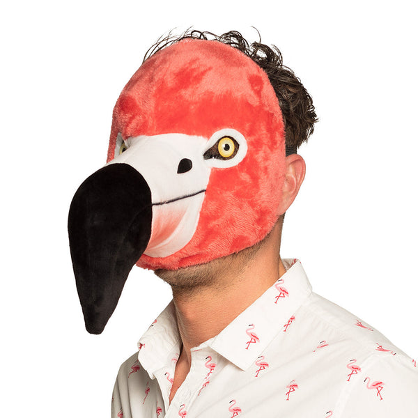 Plüsch-Gesichtsmaske Flamingo