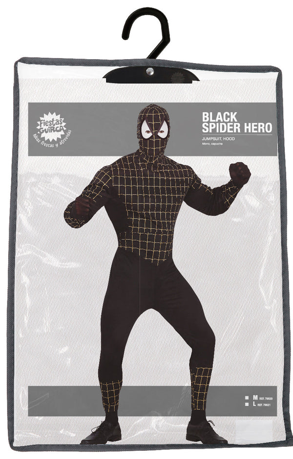 Spider-Man Kostüm Herren Schwarz – Overall mit Kapuze