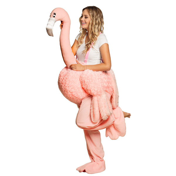 Von Flamingo getragenes Erwachsenenkostüm (Einheitsgröße)
