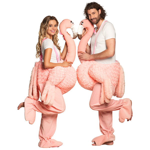 Von Flamingo getragenes Erwachsenenkostüm (Einheitsgröße)