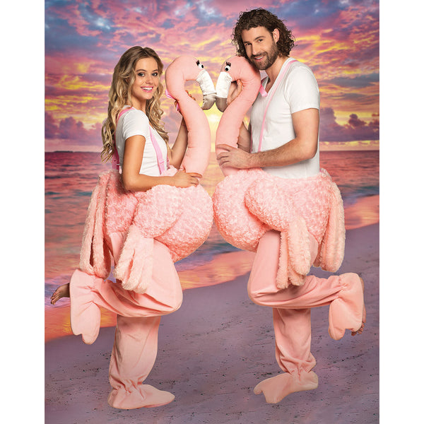 Von Flamingo getragenes Erwachsenenkostüm (Einheitsgröße)