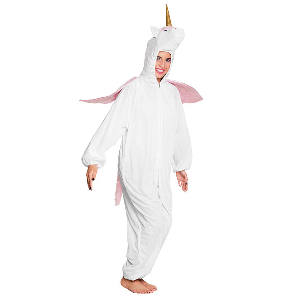 Einhorn-Onesie | Einhorn-Anzug für Erwachsene | Rosa oder Weiß
