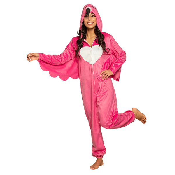 Flamingo-Onesie | Flamingo-Kostüm für Damen (Einheitsgröße)