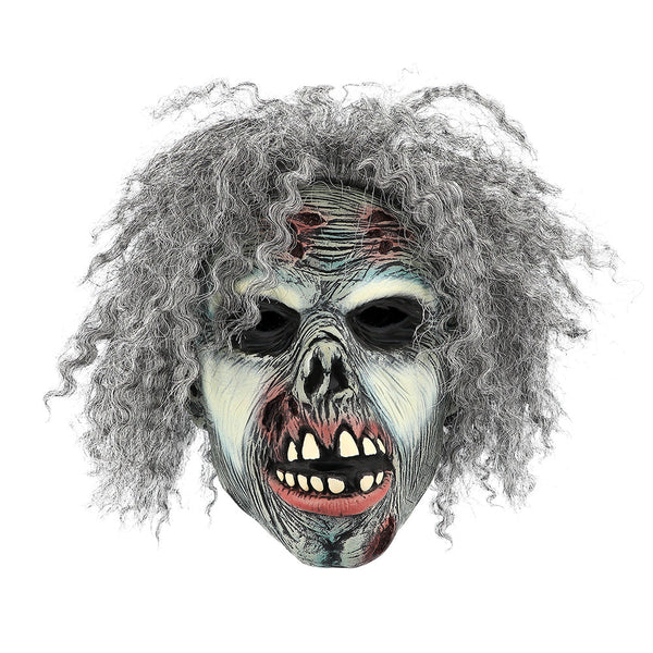 Latex Kopfmaske Crazy Zombie – Halloween Maske mit Haaren