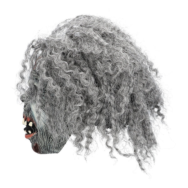 Latex Kopfmaske Crazy Zombie – Halloween Maske mit Haaren