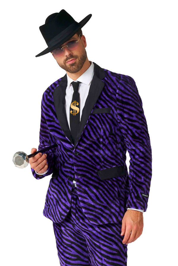 Suitmeister | Pimp Kunstpelz Lila | Herrenanzug