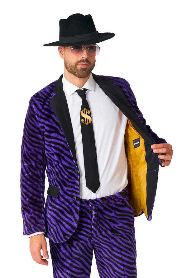 Suitmeister | Pimp Kunstpelz Lila | Herrenanzug