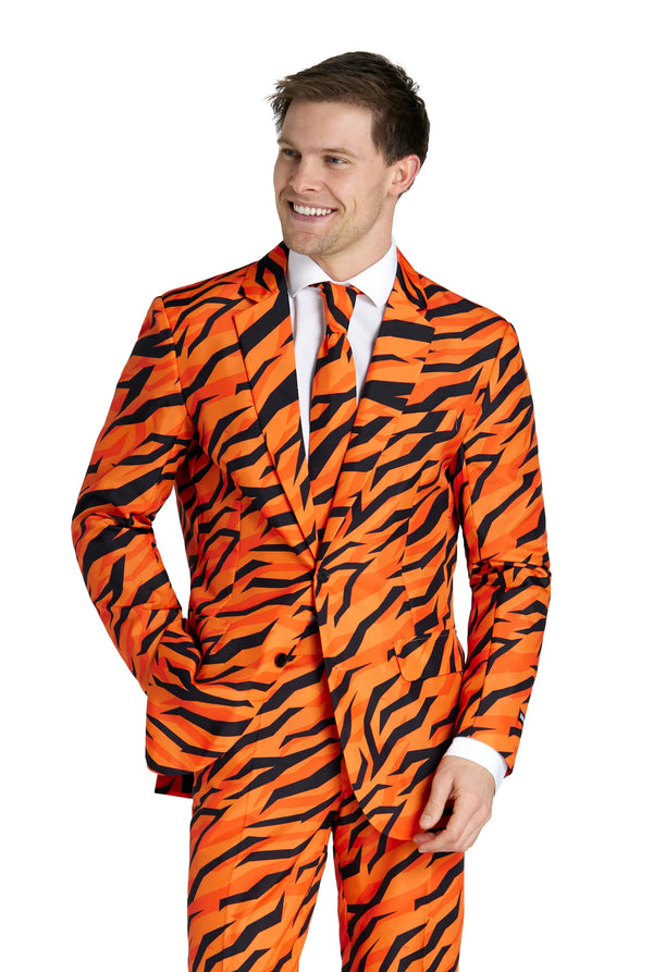 Suitmeister | Tiger Orange | Herrenanzug Tiger Print | Orange