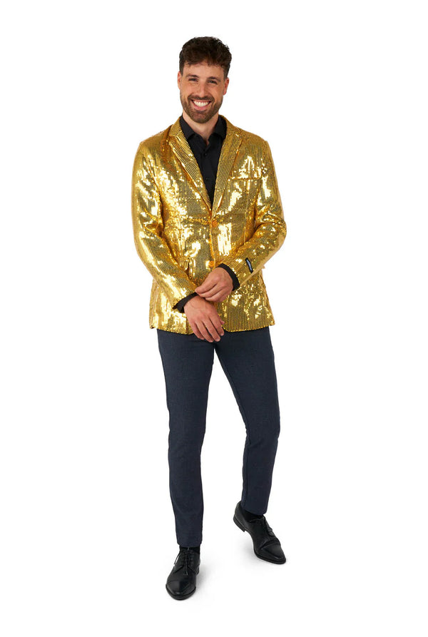 Suitmeister | Pailletten Gold | Glitzerjacke Gold | Blazer für Herren