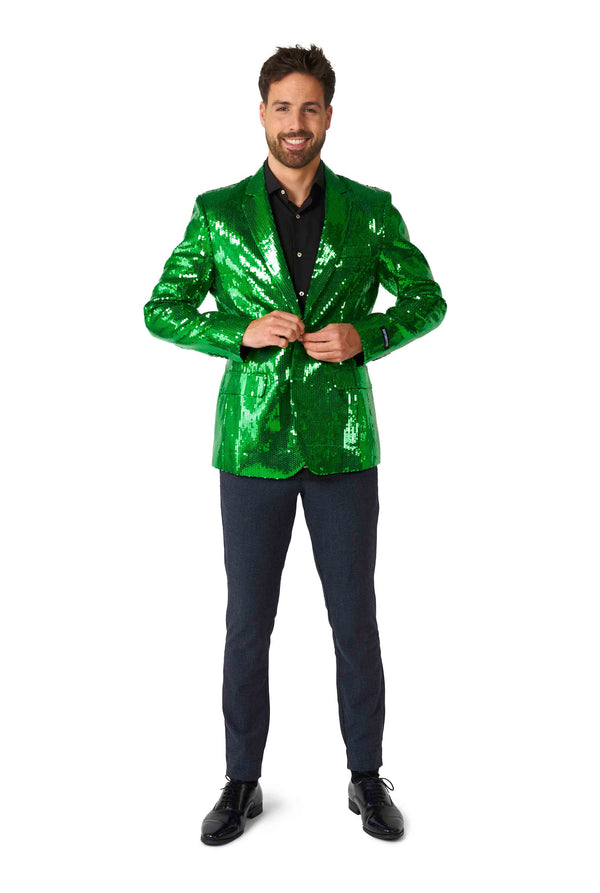 Suitmeister | Pailletten Grün | Glitzerjacke Grün | Grüner Blazer für Herren