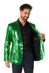 Suitmeister | Pailletten Grün | Glitzerjacke Grün | Grüner Blazer für Herren