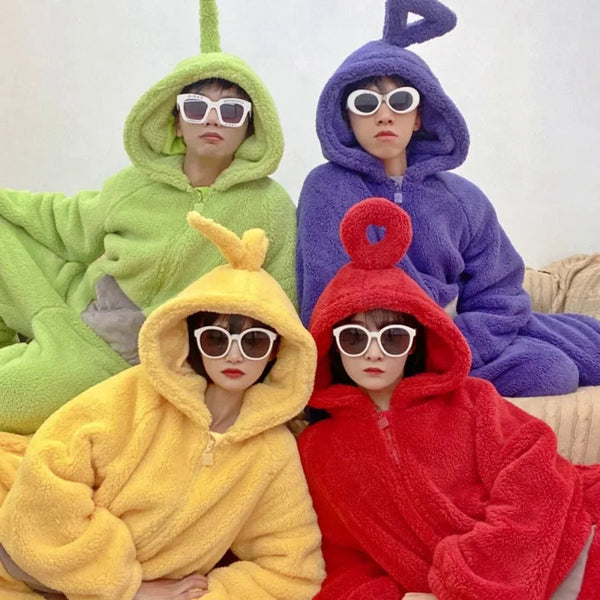 Teletubbies Onesie-Kostüm/Pyjama – Verschiedene Größen und Farben – Für Kinder und Erwachsene