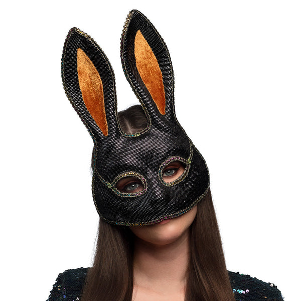 Halbmaske Mystery Bunny | Schwarz