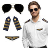 Piloten-Set (Partybrille, Abzeichen und Schulterpolster)