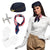 Stewardess-Set (Mütze, Schal, Handschuhe und Brosche)