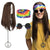 Hippie-Set | (Stirnband, Partybrille, Perücke und Halskette)