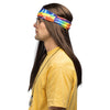Hippie-Set | (Stirnband, Partybrille, Perücke und Halskette)
