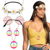 Hippie de luxe Set (Stirnband, Partybrille, Ohrringe und Halskette)