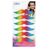 6er Schnurrbart Set | Regenbogen Fantasie | Selbstklebend