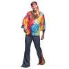 Hippie Kostüm Herren | Stirnband, Halskette, Hemd und Hose