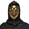 Verrückte Killer Gesichtsmaske mit Kapuze Gold – Psycho Halloween Maske