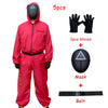 Squid Game Kostüm + Maske, Gürtel & Handschuhe