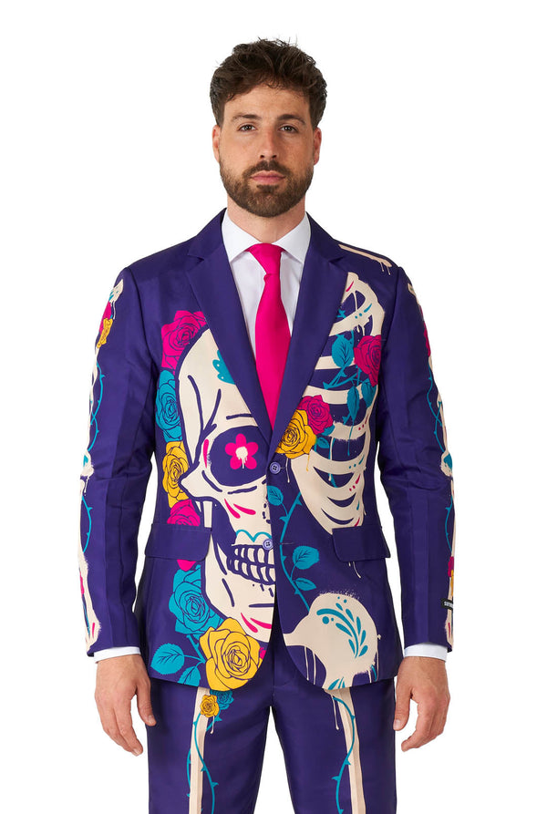 Suitmeister | Zuckerschädel Lila | Halloweenkostüm für Herren