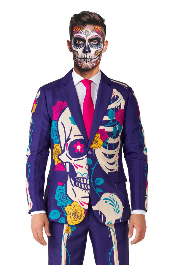 Suitmeister | Zuckerschädel Lila | Halloweenkostüm für Herren