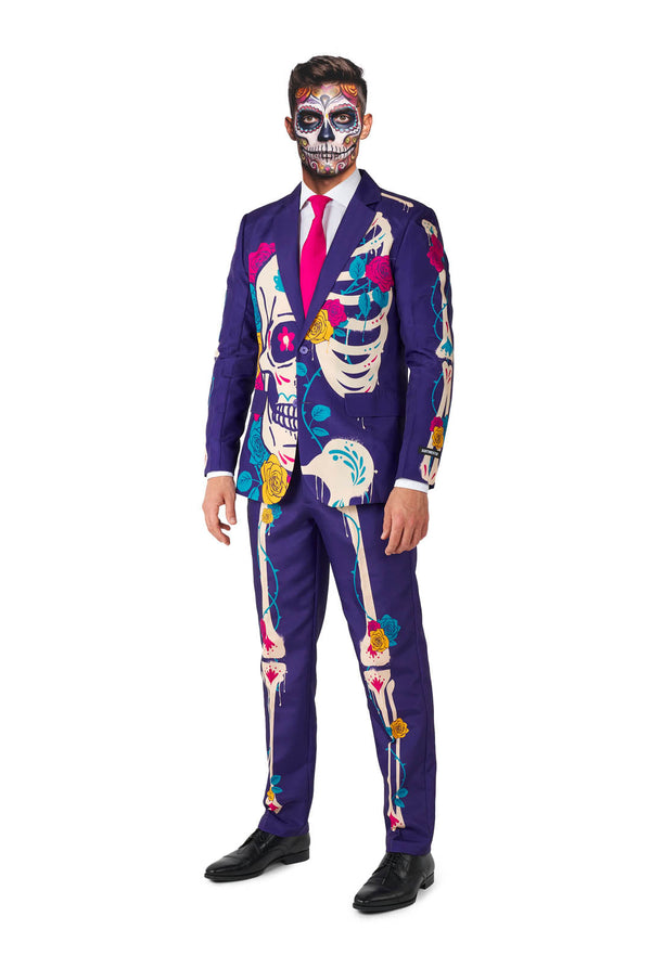 Suitmeister | Zuckerschädel Lila | Halloweenkostüm für Herren