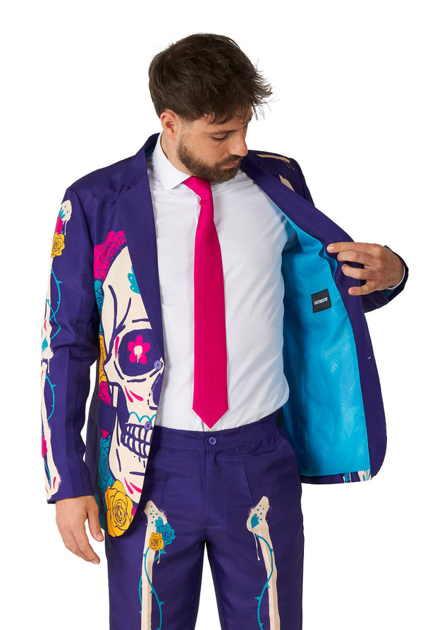 Suitmeister | Zuckerschädel Lila | Halloweenkostüm für Herren