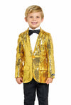 Suitmeister | Jungen Pailletten Gold | Glitzerjacke Gold | Blazer für Kinder