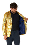 Suitmeister | Pailletten Gold | Glitzerjacke Gold | Blazer für Herren
