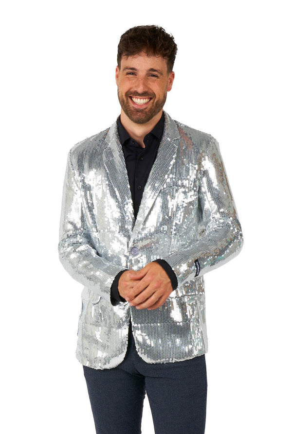 Suitmeister | Pailletten Silber | Glitzerjacke Silber | Blazer für Herren
