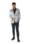 Suitmeister | Pailletten Silber | Glitzerjacke Silber | Blazer für Herren