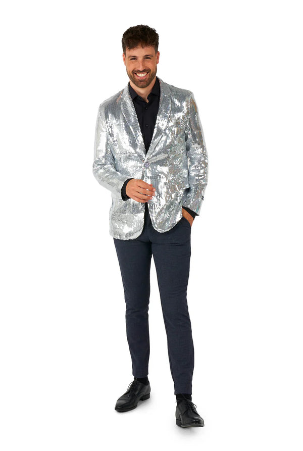 Suitmeister | Pailletten Silber | Glitzerjacke Silber | Blazer für Herren