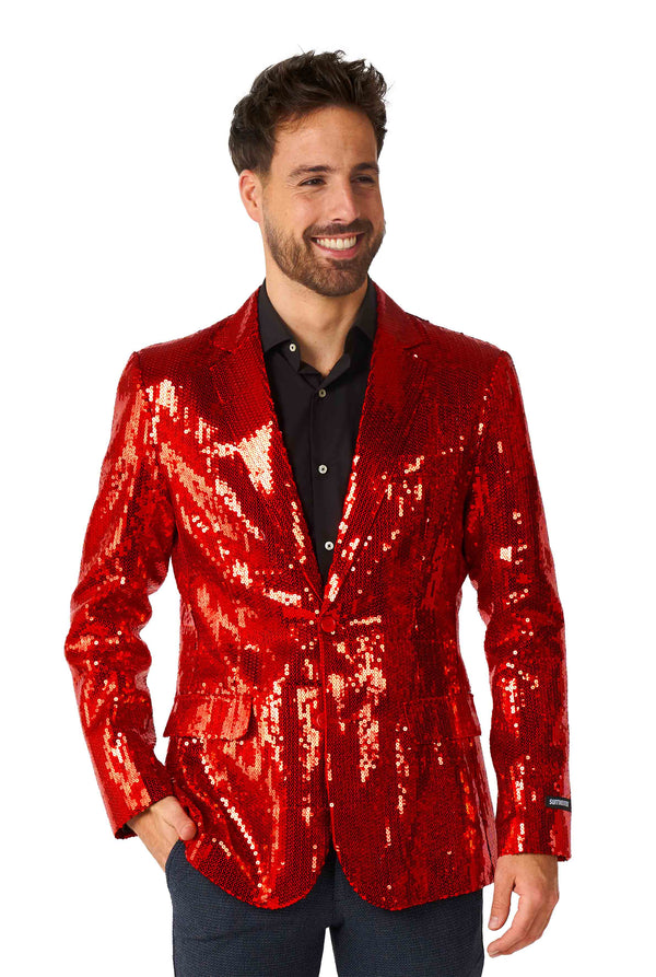 Suitmeister | Pailletten Rot | Glitzerjacke Rot Herren