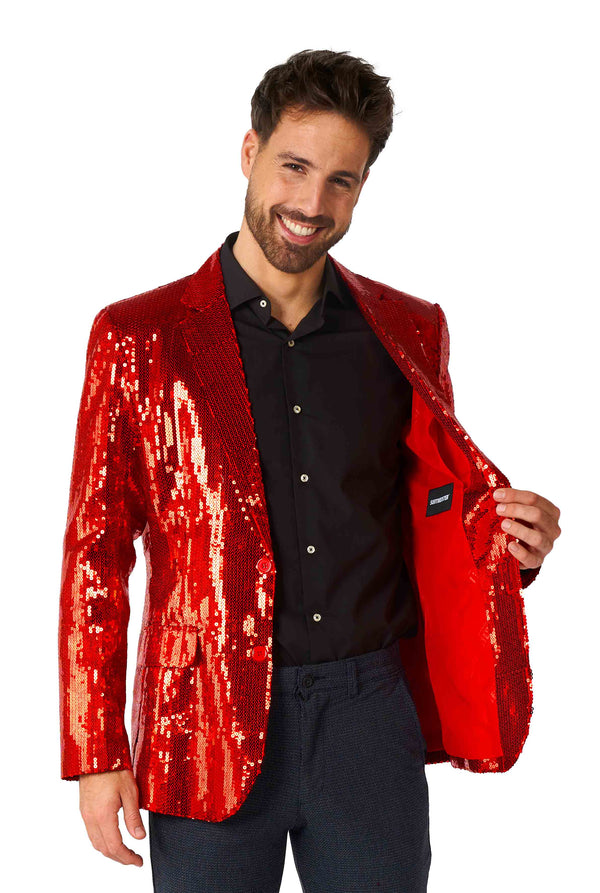 Suitmeister | Pailletten Rot | Glitzerjacke Rot Herren