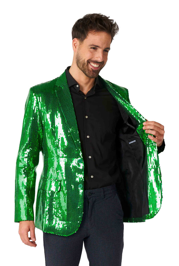 Suitmeister | Pailletten Grün | Glitzerjacke Grün | Grüner Blazer für Herren