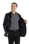 Suitmeister | Pailletten Schwarz | Glitzerjacke Schwarz | Schwarzer Blazer für Herren