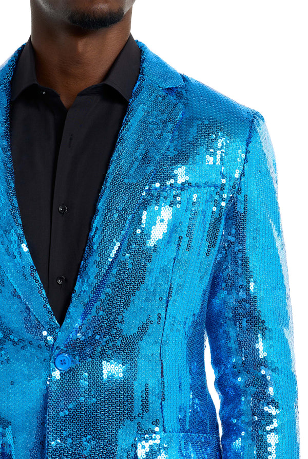 Suitmeister | Pailletten Blau | Glitzerjacke Blau | Blazer für Herren