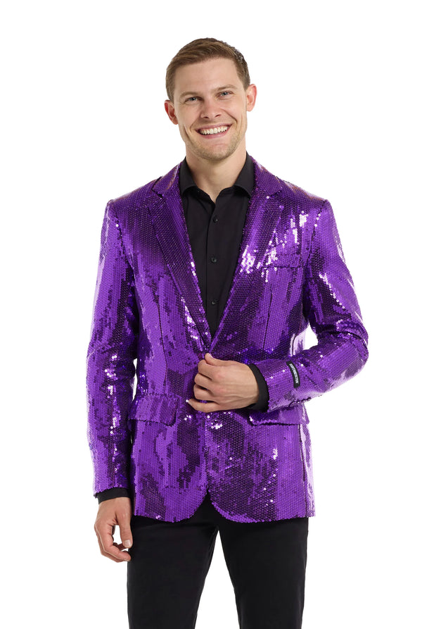 Suitmeister | Pailletten Lila | Glitzerjacke Lila Herren