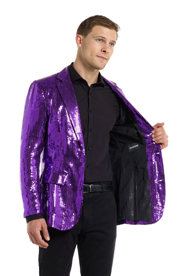 Suitmeister | Pailletten Lila | Glitzerjacke Lila Herren