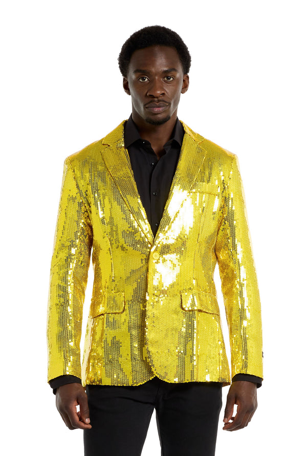 Suitmeister | Pailletten Gelb | Gelbe Glitzerjacke für Herren