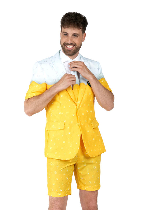 Suitmeister | Sommer Premium Biergelb | Hose + Sakko + Krawatte mit Bieröffner