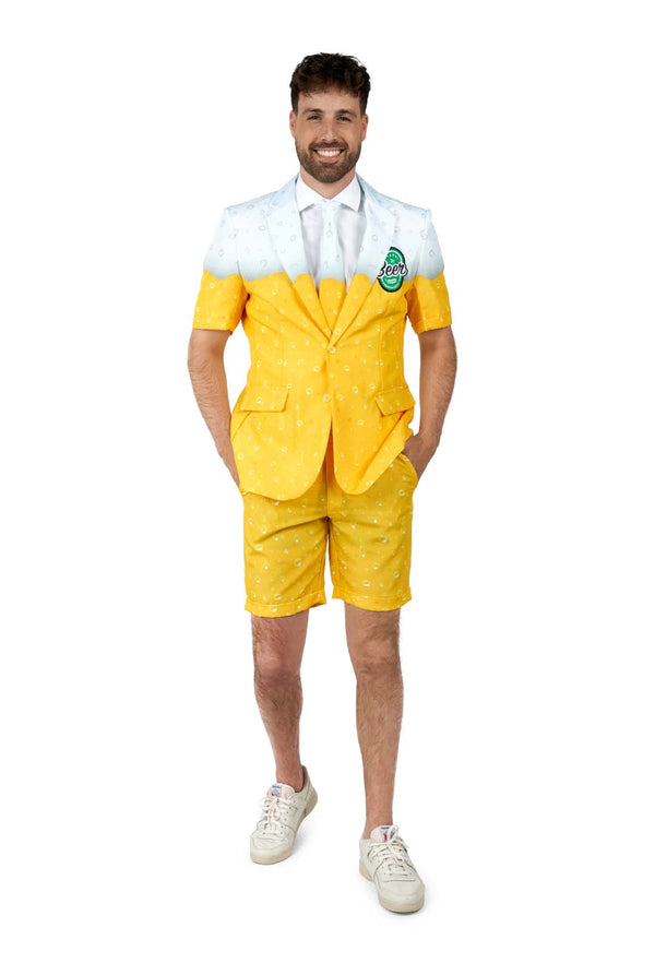 Suitmeister | Sommer Premium Biergelb | Hose + Sakko + Krawatte mit Bieröffner