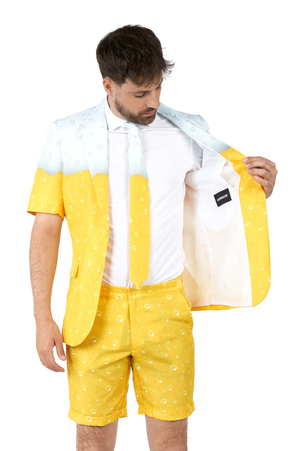 Suitmeister | Sommer Premium Biergelb | Hose + Sakko + Krawatte mit Bieröffner