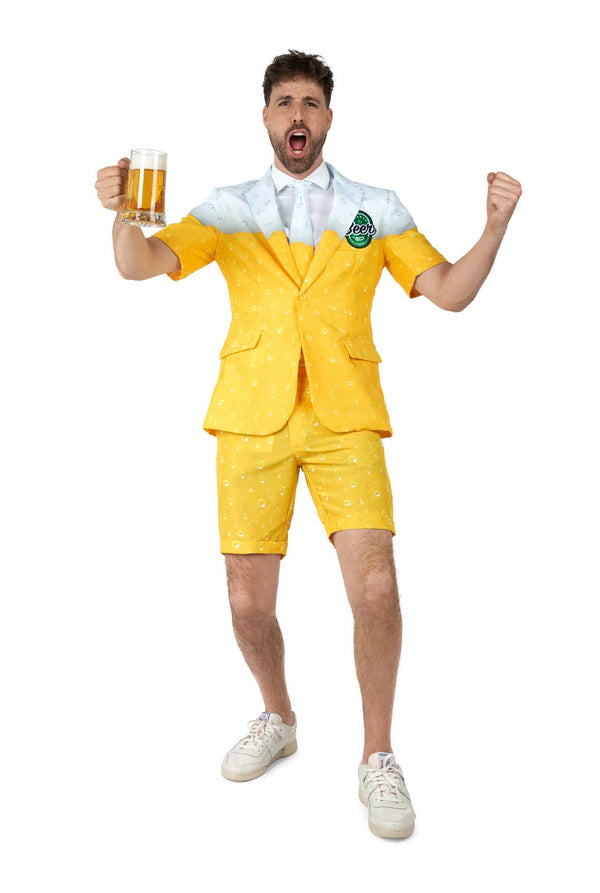 Suitmeister | Sommer Premium Biergelb | Hose + Sakko + Krawatte mit Bieröffner